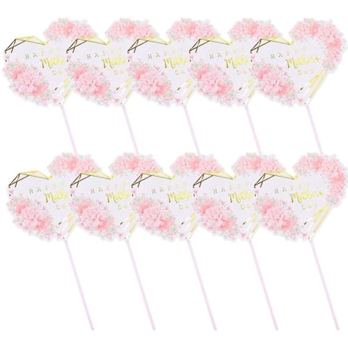 10 x Muttertags-Kuchenaufsätze, goldfarbene Blumendekoration mit Glitzer, für die Mutter zum Muttertag 10 x Muttertags-Kuchenaufsätze, goldfarbene Blumendekoration mit Glitzer, für die Mutter zum Muttertag von Generic