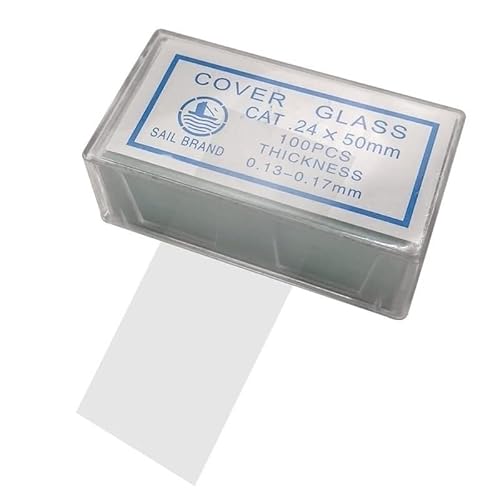 100 Stück 24x50 mm Mikroskop-Glasobjektträger, Deckgläser, Leere Objektträger, Mikroskop-Zubehör, Dicke 0,13-0,17 mm von Generic