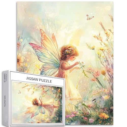1000 Stück niedliche Feen-Puzzles für Erwachsene, Garten-Hintergrund, buntes Puzzle für Heimdekoration, Familiengeschenke, perfektes Puzzle für Spieleabende, 20 x 27 cm von Generic