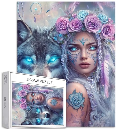 1000 Teile Big Bad Wolf Leaning on Beautiful Silver Hair Woman Jigsaw Puzzles for Adults 27×20 Inches Challenging Family Activity Games Colorful DIY Craft Puzzle for Home Decor Gifts 1000 Teile Big Bad Wolf Leaning on Beautiful Silver Hair Woman Jigsaw Puzzles for Adults 27×20 Inches Challenging Family Activity Games Colorful DIY Craft Puzzle for Home Decor Gifts von Generic