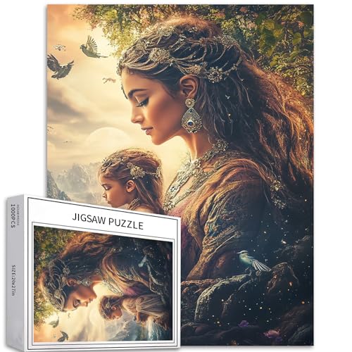 1000 Teile Die Erdgöttin schützt ihr Baby, Puzzles für Erwachsene, Muttertagspuzzle, bunte DIY-Puzzles für Heimdekoration, Geschenke, Familienpuzzle, perfekt für Spieleabende, 50,8 x 68,9 cm von Generic