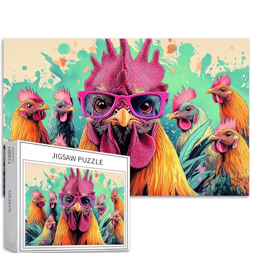 1000 Teile Hahn-Puzzles für Erwachsene, Hühner-Puzzle, bunt, DIY-Puzzles für Heimdekoration, Geschenke, Familienpuzzle, perfekt für Spieleabende, 68 x 50 cm 1000 Teile Hahn-Puzzles für Erwachsene, Hühner-Puzzle, bunt, DIY-Puzzles für Heimdekoration, Geschenke, Familienpuzzle, perfekt für Spieleabende, 68 x 50 cm von Generic
