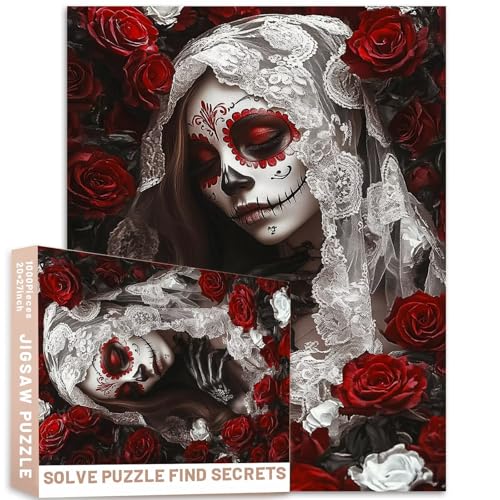 1000 Teile Puzzle 50 x 70 cm, Blumen, mexikanischer Tag der Toten, buntes DIY-Puzzle, für Heimdekoration, Geschenke, Familienpuzzle, perfekt für Spieleabende 1000 Teile Puzzle 50 x 70 cm, Blumen, mexikanischer Tag der Toten, buntes DIY-Puzzle, für Heimdekoration, Geschenke, Familienpuzzle, perfekt für Spieleabende von Generic