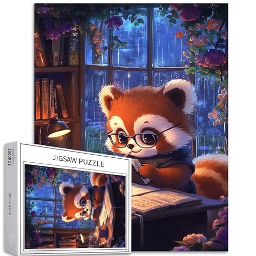 1000 Teile Puzzle für Erwachsene, süßes kleines rotes Panda, gemütliche Kaffeeatmosphäre, Familienaktivitätsspiele, buntes Puzzle für Heimdekoration, Geschenke, 50 x 70 cm 1000 Teile Puzzle für Erwachsene, süßes kleines rotes Panda, gemütliche Kaffeeatmosphäre, Familienaktivitätsspiele, buntes Puzzle für Heimdekoration, Geschenke, 50 x 70 cm von Generic