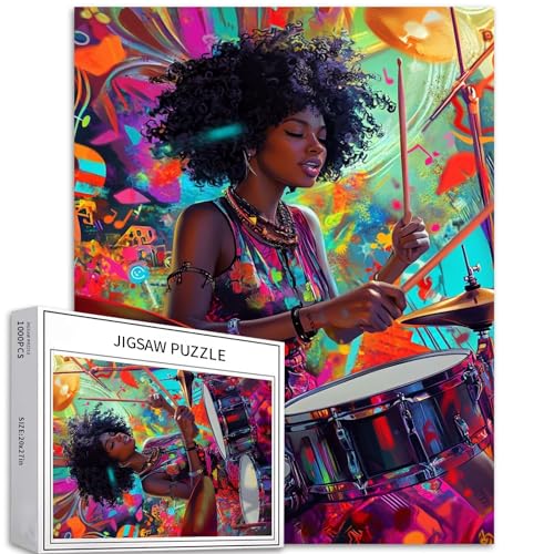 1000 Teile Südafrikaner Puzzle für Erwachsene, schwarze Frau, Trommeln, bunte DIY-Handarbeitspuzzles für Heimdekoration, Geschenke, Familienpuzzle, perfekt für Spieleabende, 68 x 50 cm 1000 Teile Südafrikaner Puzzle für Erwachsene, schwarze Frau, Trommeln, bunte DIY-Handarbeitspuzzles für Heimdekoration, Geschenke, Familienpuzzle, perfekt für Spieleabende, 68 x 50 cm von Generic