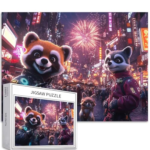 1000 Teile Tierpuzzle Karneval für Erwachsene Feuerwerk Kunstszene Familienaktivitätsspiele Bunte Puzzle für Wohnkultur Geschenke 70x50cm von Generic