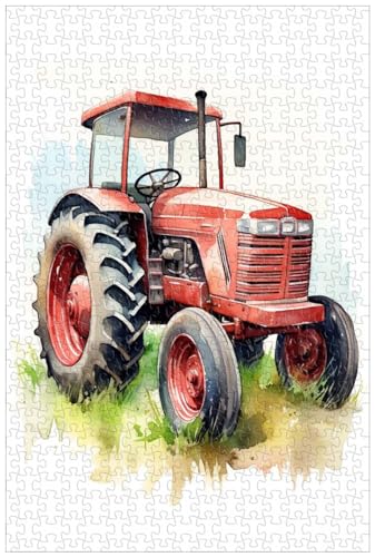 1000-teilige Holzpuzzles für Erwachsene, Bauernhof-Oldtimer-Traktor, Aquarellmalerei (A ; 500) von Generic