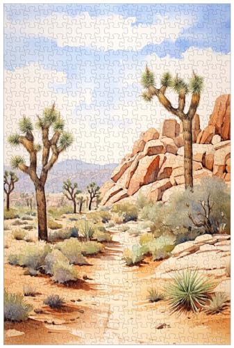 1000-teilige Holzpuzzles für Erwachsene, Joshua Tree National Park Scenic View, Wüstenlandschaftspuzzles (B ; 1000) von Generic