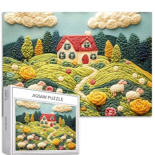 1000-teiliges Filz-Stick-Puzzle, Landschaft, Pastell, Schaf, Blumen, irische Landschaft, Haus, anspruchsvolle Familienaktivitäten, Spiele, bunt, Bastelpuzzle für Heimdekoration, Geschenke 1000-teiliges Filz-Stick-Puzzle, Landschaft, Pastell, Schaf, Blumen, irische Landschaft, Haus, anspruchsvolle Familienaktivitäten, Spiele, bunt, Bastelpuzzle für Heimdekoration, Geschenke von Generic