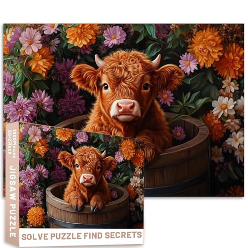 1000-teiliges Frühlings-Eimer-Puzzle, detaillierte Baby-Kuhfellaugen, 68,6 x 50,8 cm, anspruchsvolle Familienaktivitäten, buntes Bastelpuzzle für Heimdekoration, Geschenke 1000-teiliges Frühlings-Eimer-Puzzle, detaillierte Baby-Kuhfellaugen, 68,6 x 50,8 cm, anspruchsvolle Familienaktivitäten, buntes Bastelpuzzle für Heimdekoration, Geschenke von Generic