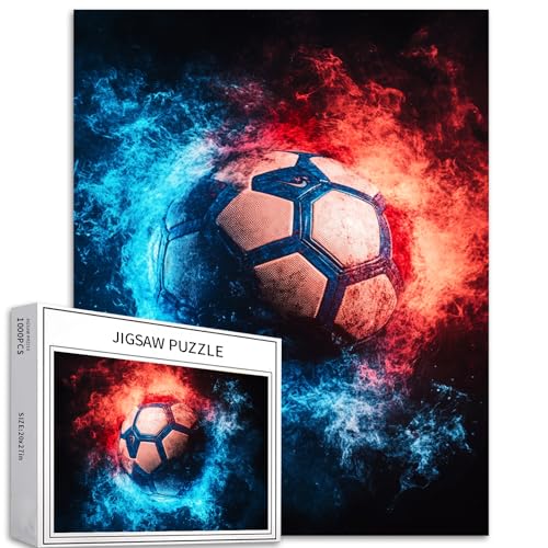 1000-teiliges Fußball-Puzzle für Erwachsene, Fußball zwischen Eis und Feuer, Puzzle, herausfordernde Familienaktivitäten, bunt, DIY, Basteln, Sportpuzzle für Heimdekoration, Geschenke, 68 x 50 cm 1000-teiliges Fußball-Puzzle für Erwachsene, Fußball zwischen Eis und Feuer, Puzzle, herausfordernde Familienaktivitäten, bunt, DIY, Basteln, Sportpuzzle für Heimdekoration, Geschenke, 68 x 50 cm von Generic