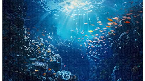 1000-teiliges Holzpuzzle, Eine Gruppe Kleiner Fische schwimmt im Meer (C ; 1000 Piece) von Generic