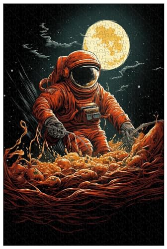1000-teiliges Holzpuzzle für Erwachsene, Weltraum-Astronauten-Spaghetti, kreatives Astronauten-Ramen-Shop-Dekorationsgemälde (D ; 500) von Generic