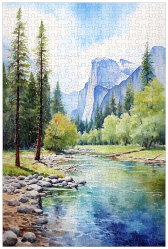 1000-teiliges Holzpuzzle für Erwachsene, Yosemite Park Scenic View, Wohnzimmer-Heimdekoration (C ; 500) von Generic