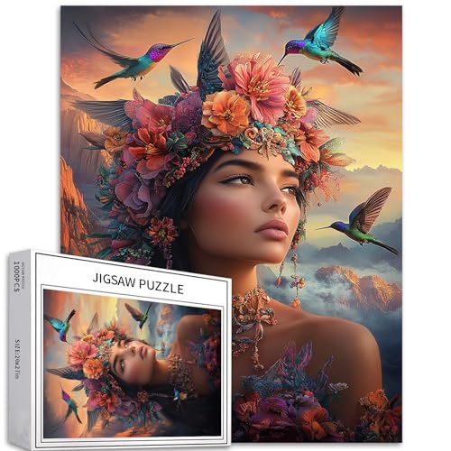 1000-teiliges Puzzle, Kolibris, Berge, Fantasie-Kunst, 50 x 70 cm, kinoische Beleuchtung, Erwachsene, Teenager, Aktivität, anspruchsvolle Familienaktivitäten, Spiele, bunt, Bastelpuzzle für 1000-teiliges Puzzle, Kolibris, Berge, Fantasie-Kunst, 50 x 70 cm, kinoische Beleuchtung, Erwachsene, Teenager, Aktivität, anspruchsvolle Familienaktivitäten, Spiele, bunt, Bastelpuzzle für von Generic