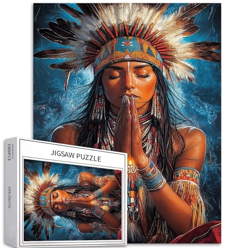 1000-teiliges Puzzle für Erwachsene, Stammes-Kostüm, Kunst-Puzzle, anspruchsvolle Familienaktivitäten, buntes Bastelpuzzle für Heimdekoration, Geschenke, 50 x 70 cm 1000-teiliges Puzzle für Erwachsene, Stammes-Kostüm, Kunst-Puzzle, anspruchsvolle Familienaktivitäten, buntes Bastelpuzzle für Heimdekoration, Geschenke, 50 x 70 cm von Generic