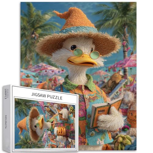 1000-teiliges Puzzle mit Ente im Halloween-Shirt, für Erwachsene, Halloween-Urlaubsstil, Kunst-Puzzle, herausfordernde Familienaktivitäten, buntes Bastelpuzzle für Heimdekoration, Geschenke, 50,8 x von Generic