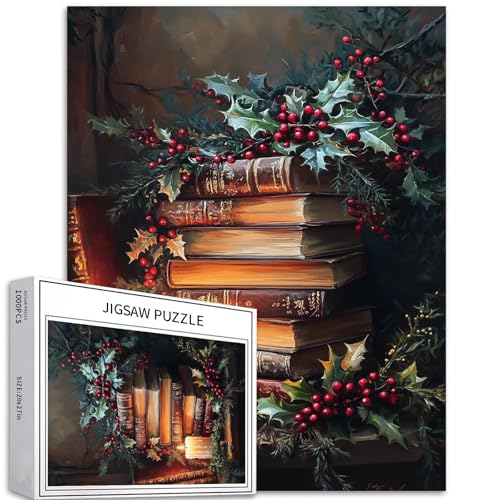 1000-teiliges Puzzle mit antikem Buch für Erwachsene, weihnachtliche Atmosphäre, Kunst-Puzzle, bunt, DIY-Puzzle, Heimdekoration, Geschenke, Familienpuzzle, perfekt für Spielabende, 50 x 70 cm 1000-teiliges Puzzle mit antikem Buch für Erwachsene, weihnachtliche Atmosphäre, Kunst-Puzzle, bunt, DIY-Puzzle, Heimdekoration, Geschenke, Familienpuzzle, perfekt für Spielabende, 50 x 70 cm von Generic