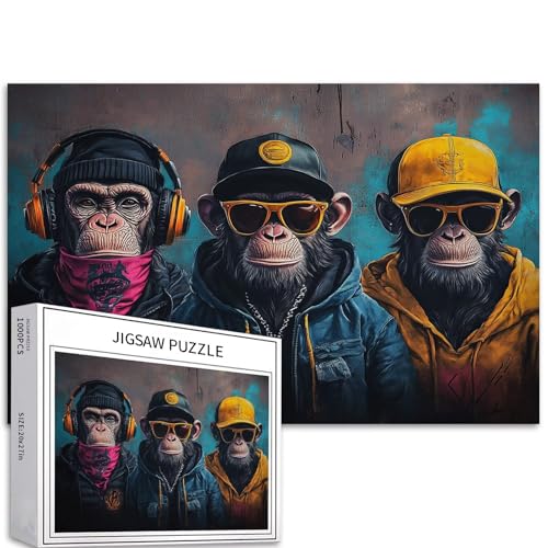 1000-teiliges Puzzle mit drei weisen Affen für Erwachsene, Simian-Puzzle, bunte DIY-Puzzles für Heimdekoration, Geschenke, Familienpuzzle, perfekt für Spieleabende, 68 x 50 cm 1000-teiliges Puzzle mit drei weisen Affen für Erwachsene, Simian-Puzzle, bunte DIY-Puzzles für Heimdekoration, Geschenke, Familienpuzzle, perfekt für Spieleabende, 68 x 50 cm von Generic
