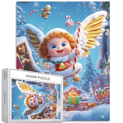 1000-teiliges Puzzle mit molligem Weihnachtsengel für Erwachsene, Cartoon-Stil, Kunst-Puzzle, bunte DIY-Puzzles für Heimdekoration, Geschenke, Familienpuzzle, perfekt für Spieleabende, 50 x 70 cm 1000-teiliges Puzzle mit molligem Weihnachtsengel für Erwachsene, Cartoon-Stil, Kunst-Puzzle, bunte DIY-Puzzles für Heimdekoration, Geschenke, Familienpuzzle, perfekt für Spieleabende, 50 x 70 cm von Generic