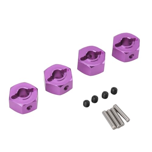 12-mm-Rad-Sechskant-Adapter, Robust, 4 Stück, Einfache Installation, Aluminiumlegierung, RC-Auto-Rad-Sechskant-Naben-Adapter für RC-Auto-Zubehör (Purple) von Generic