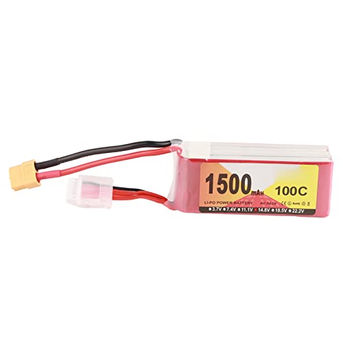 14,8 V 1500 MAh 100 C 4S-Akku, Hohe Entladerate, Stabile Ausgangszelle für QAV250 H210 LS180 FPV Racing Quadcopter XT60-Stecker von Generic