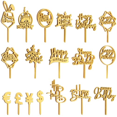 150 Stück Gold Happy Birthday Cake Topper Doppelseitige Acryl Glitzer Topper für Kuchen & Cupcake Dekoration Perfekt für Party Dekor 150 Stück Gold Happy Birthday Cake Topper Doppelseitige Acryl Glitzer Topper für Kuchen & Cupcake Dekoration Perfekt für Party Dekor von Generic