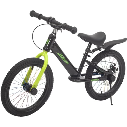 16 Zoll Laufrad für große Kinder | Trainingsfahrrad ohne Pedale mit Scheibenbremse | Ständer | Schutzbleche | Farbige Speichen | Kinderlaufrad ab 4-8 Jahre Jungen Mädchen,Schwarz von Generic