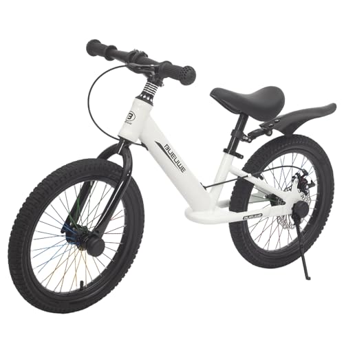 16 Zoll Laufrad für große Kinder | Trainingsfahrrad ohne Pedale mit Scheibenbremse | Ständer | Schutzbleche | Farbige Speichen | Kinderlaufrad ab 4-8 Jahre Jungen Mädchen,Weiß von Generic