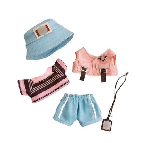 17 cm Puppenkleidung, geeignet für 17 cm Höhe, Zubehör-Anzug, 1 rosa Hemd, 1 Weste, 1 Hose, 1 blauer Hut, 1 Brustabzeichen, keine Puppenkleidung 17 cm Puppenkleidung, geeignet für 17 cm Höhe, Zubehör-Anzug, 1 rosa Hemd, 1 Weste, 1 Hose, 1 blauer Hut, 1 Brustabzeichen, keine Puppenkleidung von Generic