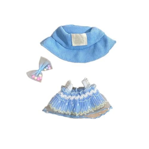17 cm Puppenkleidung (ohne Puppe) Puppenkleidung Zubehör mit Hut + Kopfbedeckung + Kleid Puppenkleidungsset passend für Puppen modische Accessoires für Sammler Tne661 (Blue, 17cm) von Generic