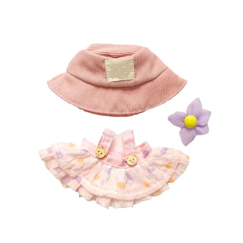 17 cm Puppenkleidung (ohne Puppe) Puppenkleidung Zubehör mit Hut + Kopfbedeckung + Kleid Puppenkleidungsset passend für Puppen modische Accessoires für Sammler Tne662 (White, 17cm) von Generic