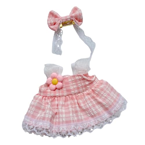 17 cm Puppenkleidungsset, 6 Gingham-Kleider-Outfits für Puppen (Gelb/P Ink/Lila/Grün/Schwarz/Blau), Garderobe im Stil für 6,7 Zoll große Stofftiere BgP530 (B, 17x7x1cm) von Generic