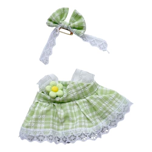17 cm Puppenkleidungsset, 6 Gingham-Kleider-Outfits für Puppen (Gelb/P Ink/Lila/Grün/Schwarz/Blau), Garderobe im Stil für 6,7 Zoll große Stofftiere BgP530 (D, 17x7x1cm) von Generic