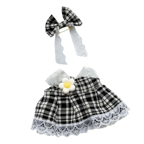 17 cm Puppenkleidungsset, 6 Gingham-Kleider-Outfits für Puppen (Gelb/P Ink/Lila/Grün/Schwarz/Blau), Garderobe im Stil für 6,7 große Stofftiere Tne658 (E, 17x7x1cm) von Generic