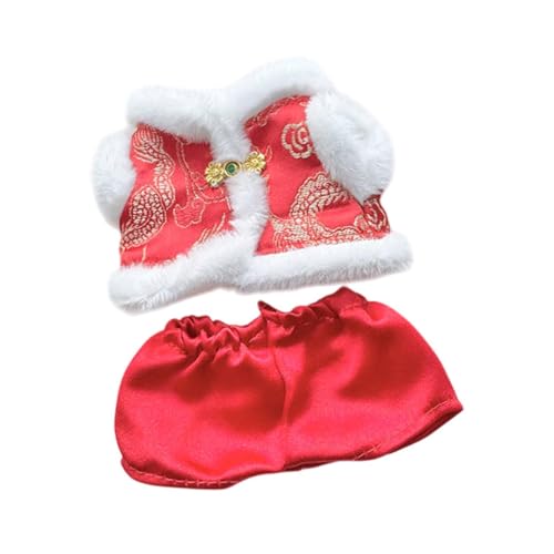 17cm Plüsch Puppe Kleidung Tang Puppe Kleidung Weichen Anzug Kleid Up Cosplay Mode Chinesische Neujahr Kostüm Kuscheltiere Kleidung, Anzug mit Goldenen Knöpfen von Generic