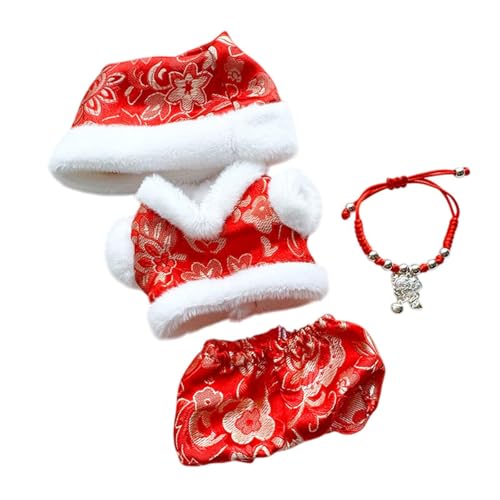 17cm Plüsch Puppe Kleidung Tang Puppe Kleidung Weichen Anzug Kleid Up Cosplay Mode Chinesische Neujahr Kostüm Kuscheltiere Kleidung, Pingan-Anzug von Generic