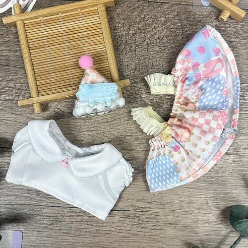 17cm Puppenkleidungsset Geburtstagsmütze + Oberteil + Outfit BgP584 (White, 17cm) von Generic