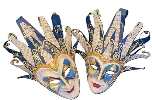 2 DJ Boris Brejcha Style blaue venezianische Joker-Maske, 1 männliche und 1 weibliche Maske! von Generic