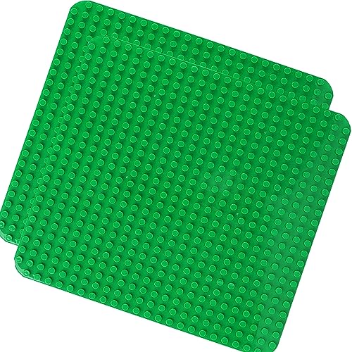 2 Große Bauplatte Kompatibel mit Lego Duplo Platten,38.4 * 38.4cm Classic Grundplatte mit 24 x 24 Noppen für Duplo Steine,Konstruktionsspielzeug für Kleinkinder,Mädchen und Jungen, Grün von HUYIYI