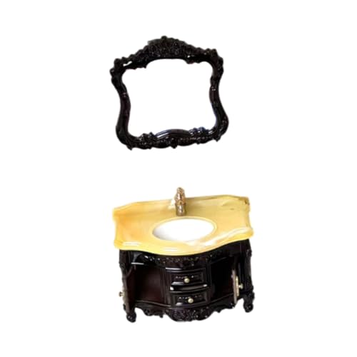 2 stück 1/12 Bad Waschbecken Set Szene Modell Klassische Puppenhaus Waschbecken Miniatur, Schwarz 2 stück 1/12 Bad Waschbecken Set Szene Modell Klassische Puppenhaus Waschbecken Miniatur, Schwarz von Generic