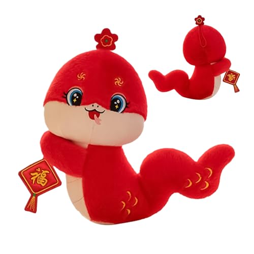 2025 Jahr der Schlangeplüschpuppe - weiche Materialien Chinesisches Tierplüschspielzeug, Frühlingsfest -Schlangenspielzeug, Red Snake gefülltes Spielzeug, Raumdekorpolk, Neujahrsdekorationen von Generic