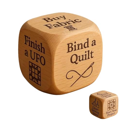 2025 Kreativer Quilter-Entscheidungswürfel, Quilter-Würfel, 6-Seitiger Handgefertigter Quilting-Entscheidungswürfel Aus Holz Mit Eingravierten Quilting-Aufgaben, Nähzimmer-Organizer-Tool(1pc) von Generic