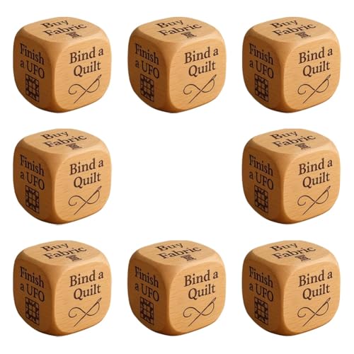 2025 Kreativer Quilter-Entscheidungswürfel, Quilter-Würfel, 6-Seitiger Handgefertigter Quilting-Entscheidungswürfel Aus Holz Mit Eingravierten Quilting-Aufgaben, Nähzimmer-Organizer-Tool(8pcs) von Generic