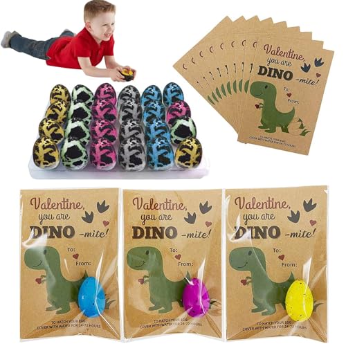 24 Pack Dinosaurier Eier Wachsen - Knackbare -Eierspielzeug Schlüpfen In Wasser Für Kleinkinder | Buntes Überraschungs -Eier -Geschenkset, Lustiges Lernen Spielzeug Für Mädchen Alter 3+, P von Generic