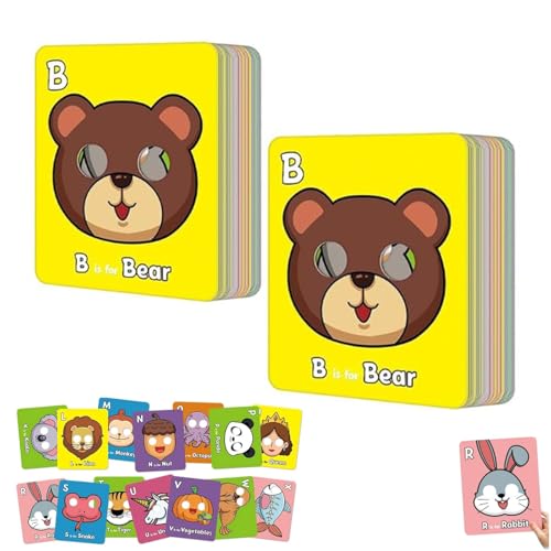 26 PCs Lustige Alphabet ABC-Flash-Karten mit Tiermasken, Upgrade-Buchstabenkarten mit Augenlöchern, übergeordnetes Kind interaktiver Lernbuchstaben, farbenfrohe Buchstabenkarte mit (2pcs) von Generic