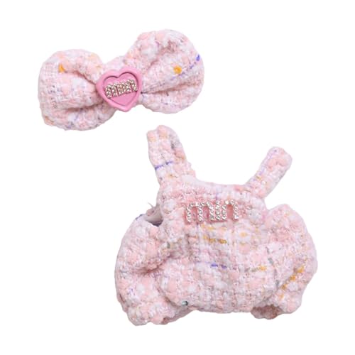 2Pcs Mini Plüsch Puppe Kleidung Set Mädchen Puppe Outfits Kleidung Anzug für 15 cm oder 17 cm Puppen, Rosa von Generic