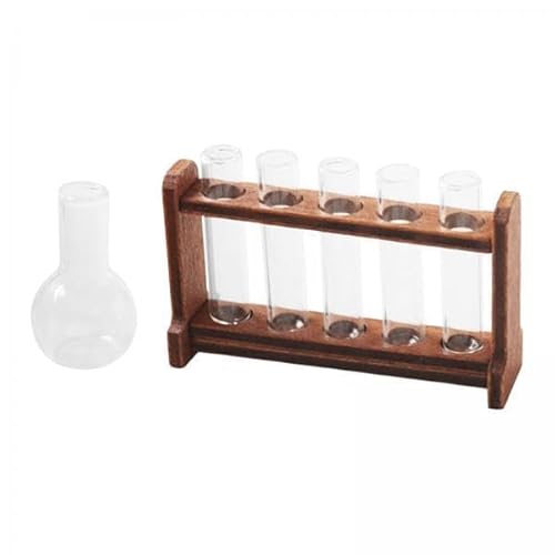 2X Dollhouse Testrohre Set, 1: 6 Miniaturpuppenhaus Dekoration Zubehör, Fotoprops, Dollhouse Glas Testrohre mit Holzregal Set 2X Dollhouse Testrohre Set, 1: 6 Miniaturpuppenhaus Dekoration Zubehör, Fotoprops, Dollhouse Glas Testrohre mit Holzregal Set von Generic