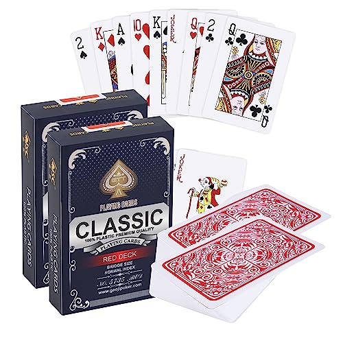 2X Kunststoff Spielkarten | Wasserdicht | Professionelle Qualität | 100% wasserdichter Kunststoff | Luxus Design Mit klassischer Karte | Flexibel Und Robust | Bridge & Poker | Duo Pack Rot 2X Kunststoff Spielkarten | Wasserdicht | Professionelle Qualität | 100% wasserdichter Kunststoff | Luxus Design Mit klassischer Karte | Flexibel Und Robust | Bridge & Poker | Duo Pack Rot von Generic