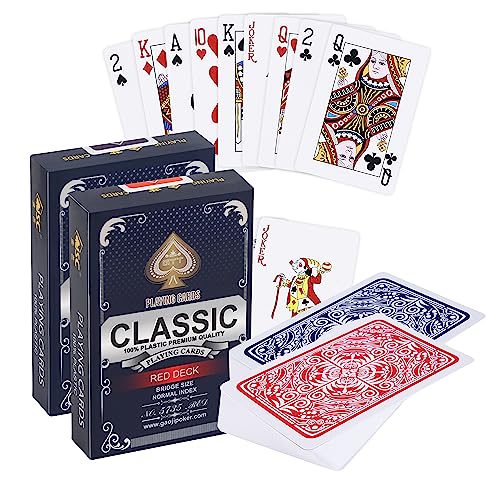 2X Kunststoff Spielkarten | Wasserdicht | Professionelle Qualität | 100% wasserdichter Kunststoff | Luxus Design Mit klassischer Karte | Flexibel Und Robust | Bridge & Poker | Duo Pack Rot 2X Kunststoff Spielkarten | Wasserdicht | Professionelle Qualität | 100% wasserdichter Kunststoff | Luxus Design Mit klassischer Karte | Flexibel Und Robust | Bridge & Poker | Duo Pack Rot von Generic